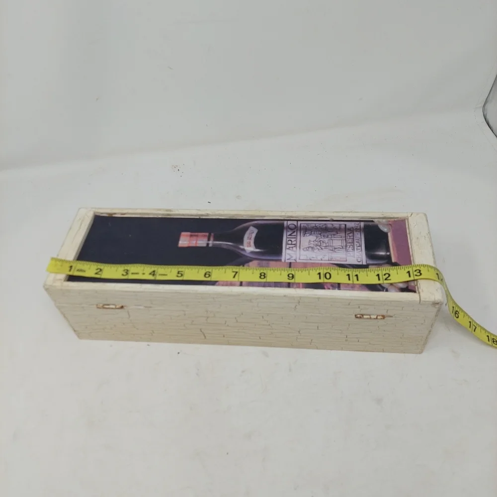 White Wooden Single Wine Bottle Box Clasp Closure Handle Decorative Storage